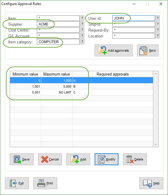 Configure Approval Rules - multiple fields multiple dollars
