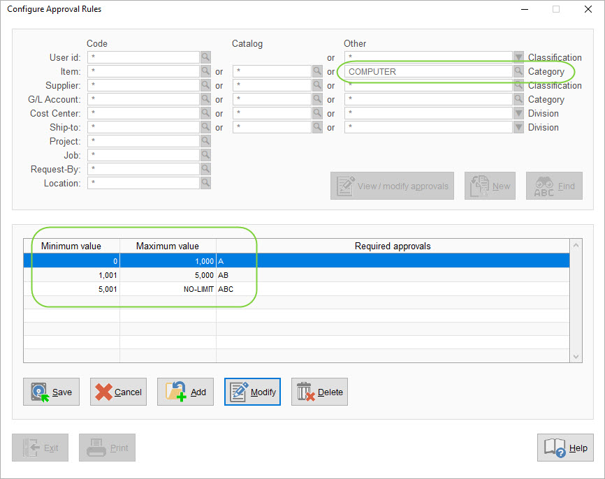 Configure Approval Rules - one field multiple dollars-2020